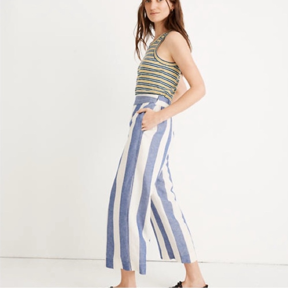 Madewell Blue and White Striped Women's Pants